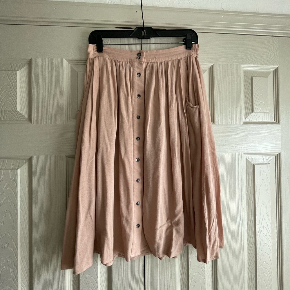 Elegant Blush Button-Down A-Line Skirt